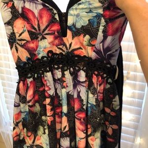 Strapless floral romper